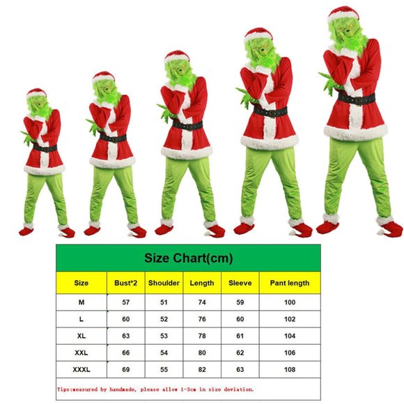 Suits & Blazers Christmas Grinch Costume Men Grinch Outfit Grinch